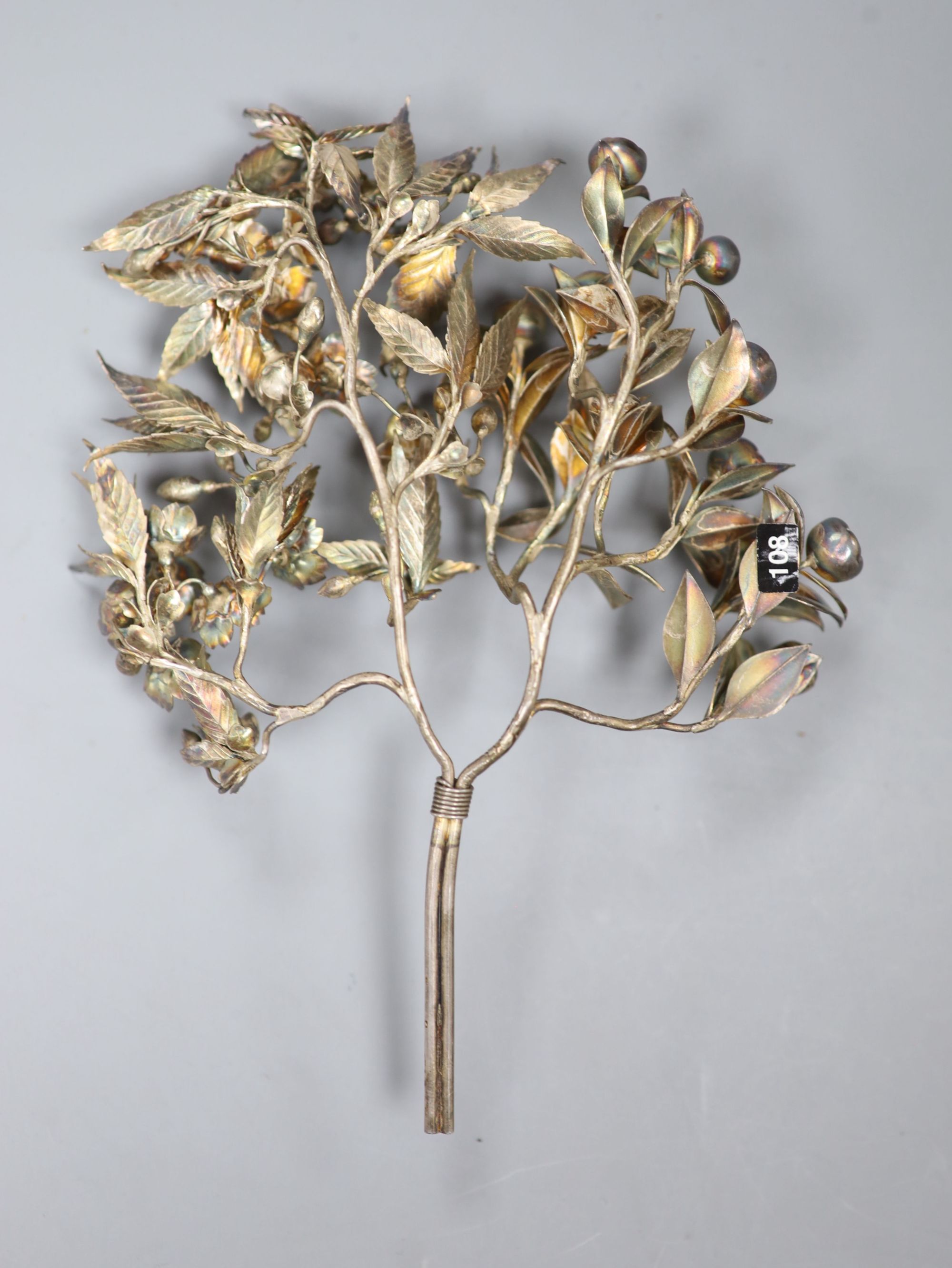 A Japanese white metal hair ornament, height 19cm